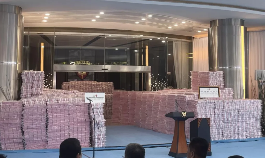 Penampakan Uang 6,6 Triliun Menggunung di Kejagung