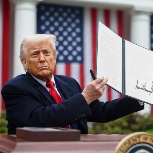 Trump Lempar Buku Prestasi di Acara Setahun Menjabat